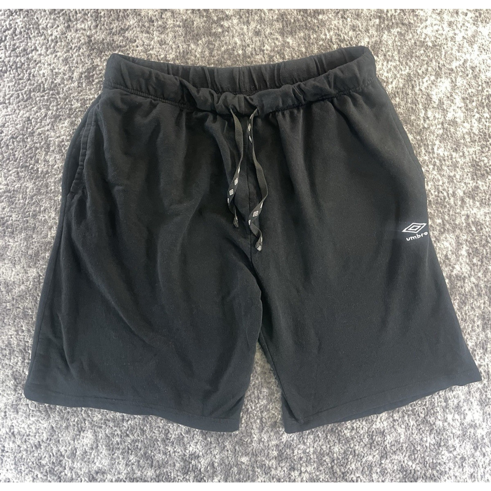 Umbro Men’s Black Soccer Training Shorts Size L Fleece Comfort